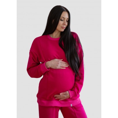 Свитшот свободного кроя для беременных с секретом для кормления Малиновый